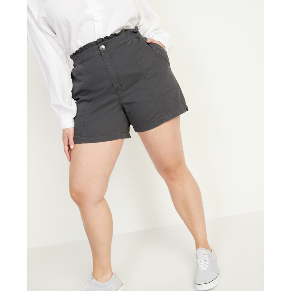 New Old Navy Womans Sz 3X Twill Utility Shorts Gray Pockets Paperback Waist NWT